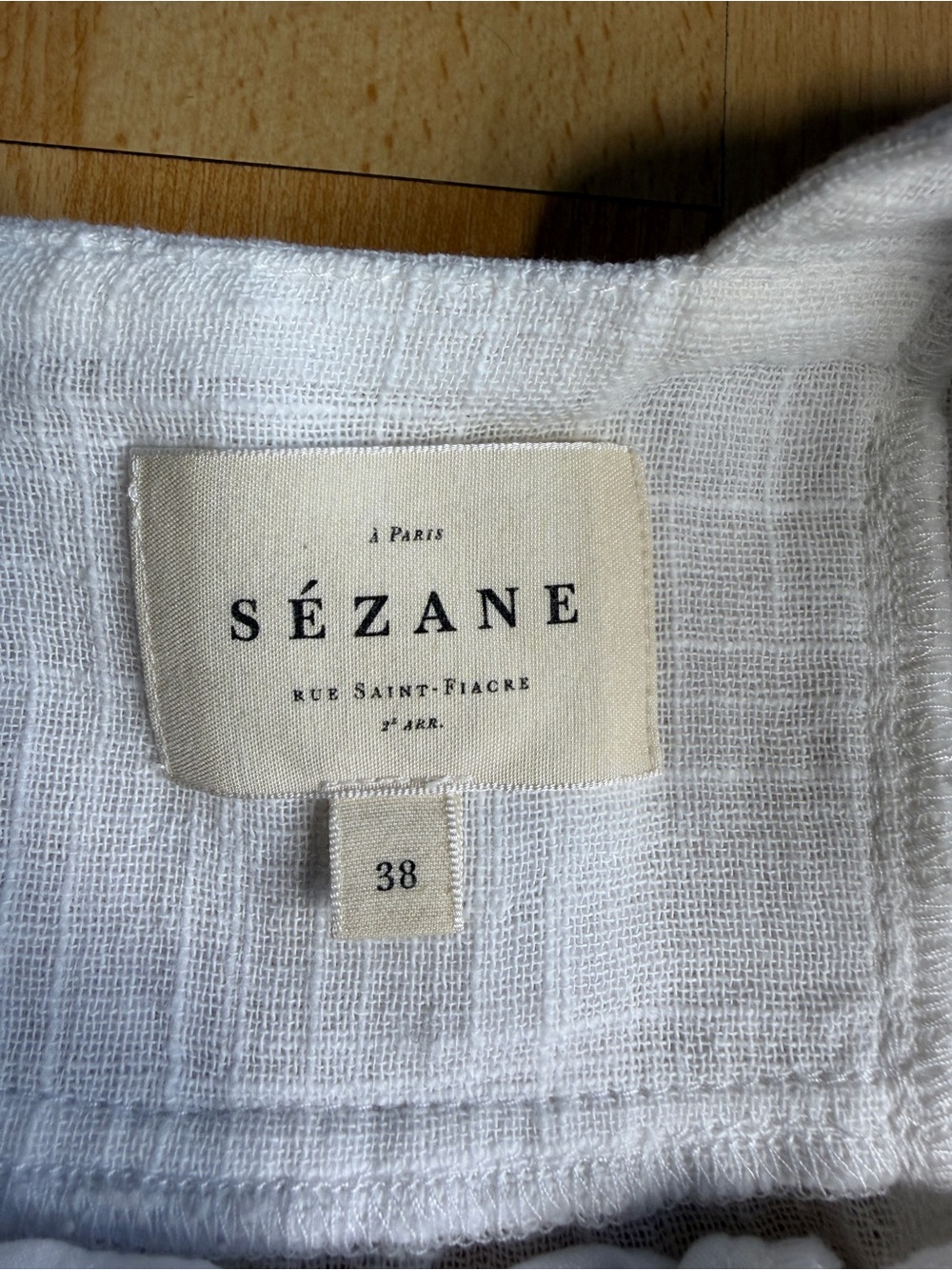 Sezane Cleo Blouse White Slub Gauze Cotton Lace Boho Parisian Coastal Breathable - Picture 8 of 15